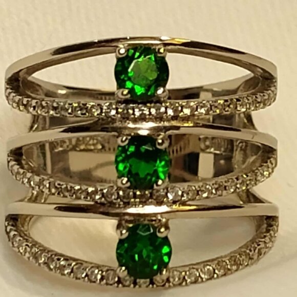 .87ctw Russian Chrome Diopside w/.45ctw White Zircon Sterling Silver ring Size 7 - Picture 3 of 16
